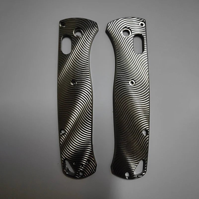 Custom Titanium Made Electrocardiographic Stira Knife Grip Handle Scales For Genuine Benchmade Bugout 535 - One Shop EDC