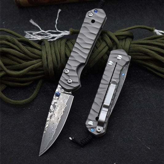 Damascus Steel Folding Knife - One Shop EDC