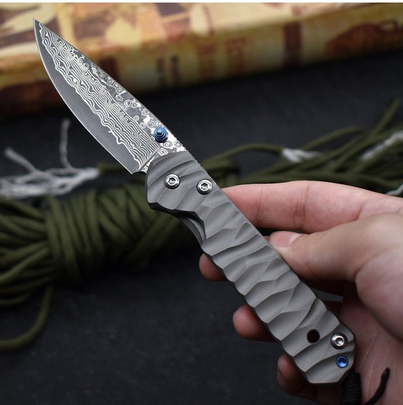 Damascus Steel Folding Knife - One Shop EDC