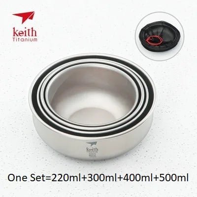 Keith Titanium Bowls Sets Outdoor/Camping Ultralight 220ml - 900ml - One Shop EDC