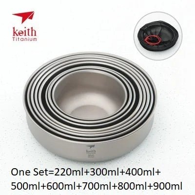 Keith Titanium Bowls Sets Outdoor/Camping Ultralight 220ml - 900ml - One Shop EDC